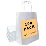 BAG BOX 100 PACK 8.25X4.3X10.6 INCH WHITE GIFT BAG