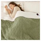 HEATED BLANKET FULL SIZE 72"X84" GREEN - SOFT THIC