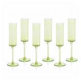 $124 ZODAX LIGHT GREEN FOLIGNO CHAMPAGNE FLUTES, S