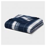 FULL/QUEEN BRUSHED COTTON BLANKET BLUE PLAID - THR
