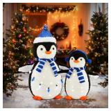 MCQ 2-PIECE LIGHTED PENGUIN FAMILY, 3FT TALL POP-U