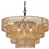 BOHO RATTAN CHANDELIER, 6-LIGHT DINING ROOM LIGHT