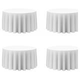 BRILLMAX 4 PACK WHITE ROUND TABLECLOTHS 120 INCH F