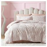 BEDSURE PINK DUVET COVER KING SIZE WITH BOWKNOT JA