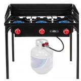$120 3 GAS PROPANE BURNER STOVE, CAST IRON PORTABL