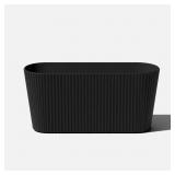 DEMI MEDIUM BLACK PLASTIC RECTANGULAR PLANTER WITH