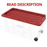 HDX 77 GAL. TOUGH STORAGE TOTE WITH WHEELS IN CLEA