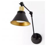7 IN. BLACK AND GOLD VINTAGE INDUSTRIAL WALL SCONC