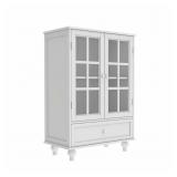 $211 WHITE 38 IN. H GLASS DOOR STORAGE CABINET MOD