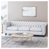 $615 PARKHURST 83 IN. WHITE SOLID FAUX LEATHER 3-S