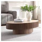 $529 43.7 IN. WALNUT OVAL MDF COFFEE TABLE MODERN