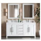 $2060 63 INCH ACADIAN DOUBLE BATH VANITY IN WHITE