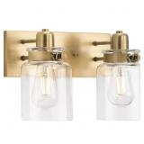 .2-LIGHT GOLD VINTAGE BRASS CLEAR GLASS FARMHOUSE