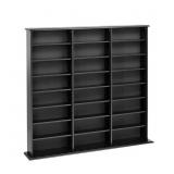 $173 BLACK 3-COLUMN TALL CABINET, CD RACK STORAGE