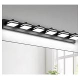 6-LIGHT BLACK LED BATHROOM VANITY LIGHT WITH DIMMA