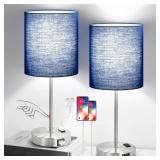 SET OF 2 TOUCH CONTROL TABLE LAMPS WITH 2 USB & AC