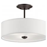 $107 KICHLER SHAILENE 14" 3 LIGHT ROUND SEMI FLUSH