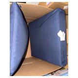 1 LOT OF (2) ASSORTED SHAPED DARK BLUE PILLOWS
