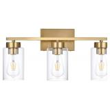 3-LIGHT BATHROOM VANITY LIGHT, MODERN BRUSHED GOLD