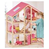 $114 TINY LAND WOODEN DOLLHOUSE FOR GIRLS - 6 ROOM