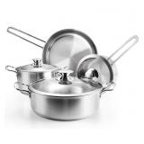 INDUCTION COMPATIBLE 7PCS STAINLESS STEEL COOKWARE
