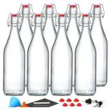 8 PACK 1 L / 33 FL. OZ. SWING TOP GLASS BOTTLES W/