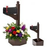 $173 BROWN AND BLACK IRON MAILBOX POSTS WITH PLANT