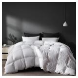 $130 WHITE GOOSE FEATHER DOWN COMFORTER OVERSIZED