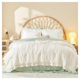 LITANIKA QUEEN COMFORTER SET IVORY, 3 PIECES CREAM