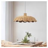 $220 MIXL-HAND WOVEN NATURAL RATTAN PENDANT LIGHT,