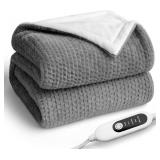 HEATED BLANKET ELECTRIC BLANKET,COZY FAUX RABBIT F