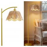 ONEACH ARC FLOOR LAMP FOR LIVING ROOM,RATTAN BOHO