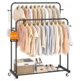 LAIENSIA DOUBLE RODS GARMENT RACK WITH WHEELS, CLO