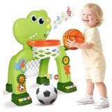 TODDLER BASKETBALL HOOP & SOCCER GOAL TOY,DINOSAUR