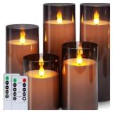 GRAY ACRYLIC BATTERY POWERED LED FLAMELESS CANDLES