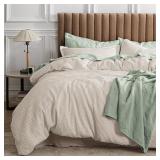 BEDSURE WAFFLE COMFORTER SET QUEEN, BEIGE SOFT BED