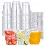 200 PACK 9 OZ CLEAR PLASTIC CUPS WITH FLAT LIDS