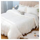 $110 GLORY SEASON 100% COTTON DUVET COVER SET RUFF