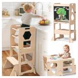 4-IN-1 TODDLER KITCHEN STEP STOOL, FOLDABLE LEARNI