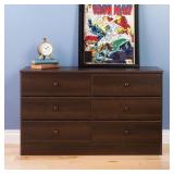 $190 ASTRID ESPRESSO FINISH 6-DRAWER DOUBLE DRESSE