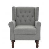 $165 MODERN LIGHT GRAY LINEN UPHOLSTERED BUTTON HI