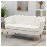 $268 59-IN UPHOLSTERED MODERN IVORY LOVESEAT
