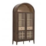 $569 NOLAN 20 BOTTLES ARCHED BAR CABINET IN WALNUT