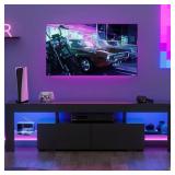 $140 62 IN. CYBER VIBE BLACK TV STAND FITS TV