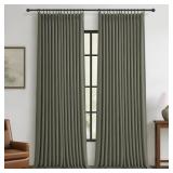 PINCH PLEATED DRAPES GREENISH GREY ROOM DARKENING