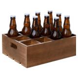 MYGIFT RUSTIC BROWN WOOD BOTTLE STORAGE CRATE - WO