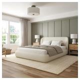 $1270 LACRICIA PLATFORM BED FRAME WITH WINGBACK HE