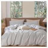 MOOMEE STRIPED DUVET COVER SET 100% WASHED COTTON