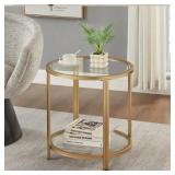 $103 DOYNTON ROUND GLASS TOP END SIDE TABLE - TABL