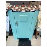VINTAGE PAINTED METAL CABINET, TEAL